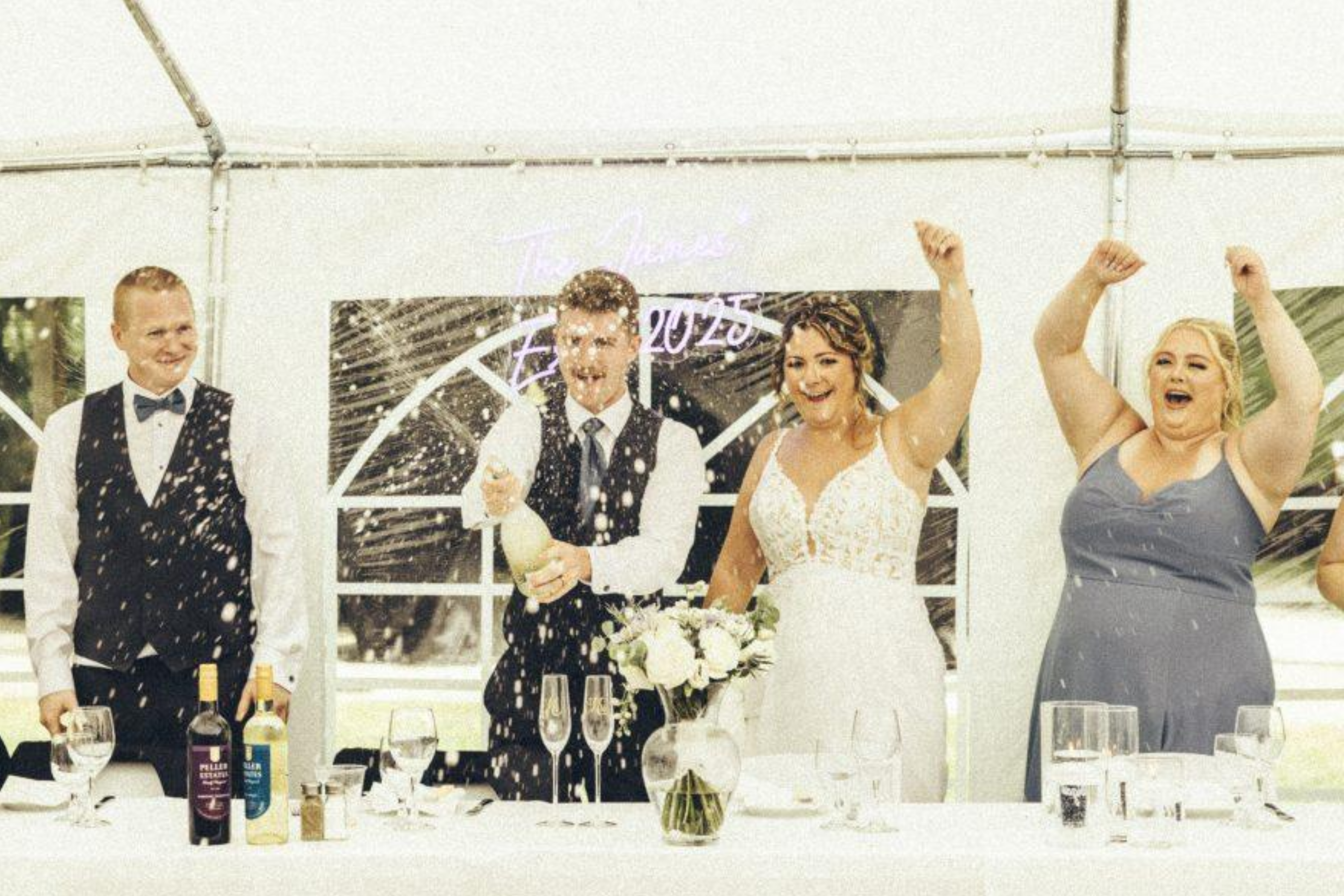 wedding photo in a tent 